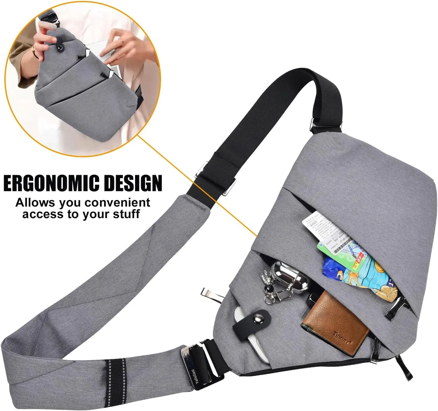 Fibrdoo Anti Theft Crossbody Bag for Women Men, Travel Purse Anti Theft Crossbody Sling Bag Shoulder Bag for Casual