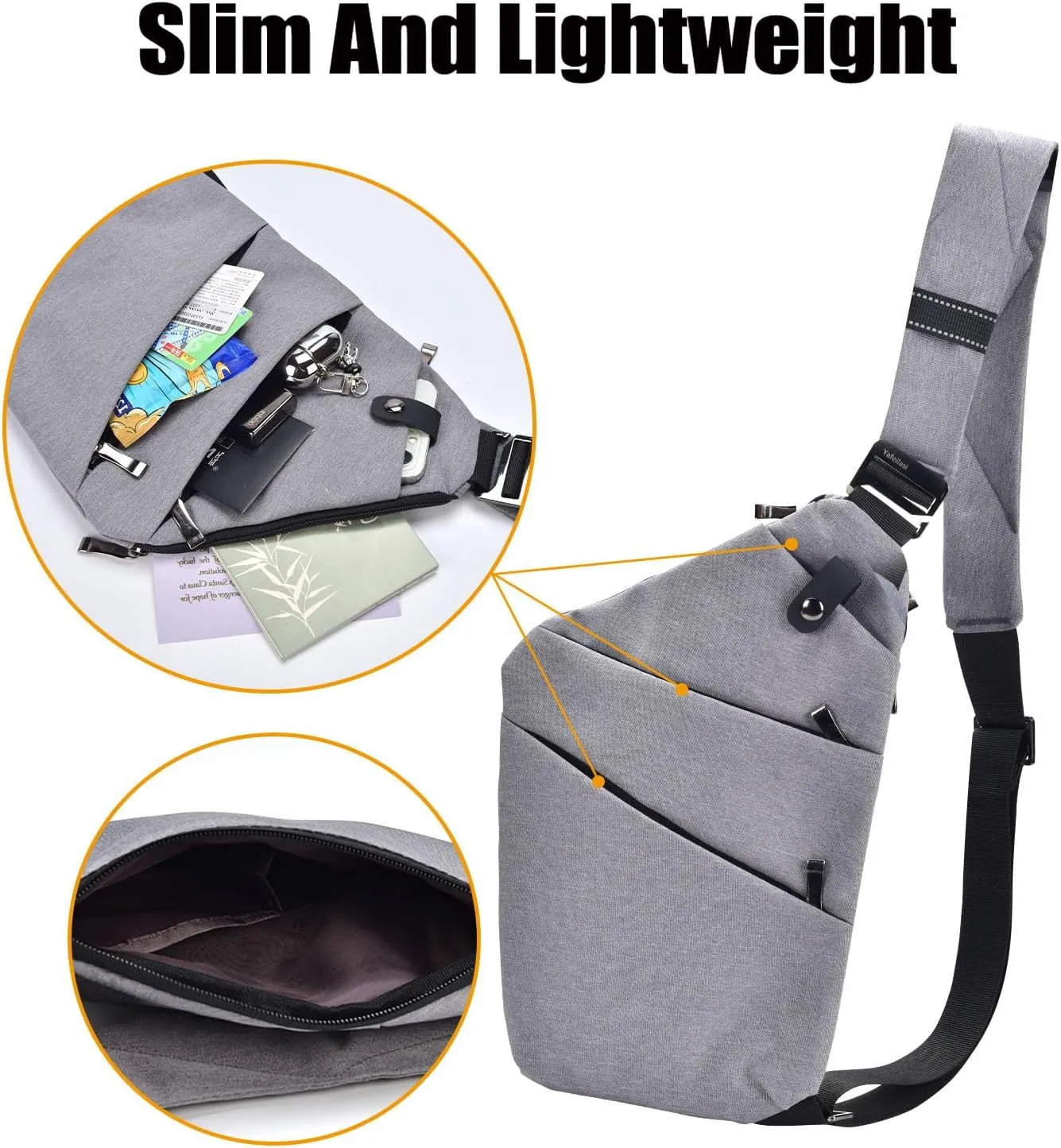 Fibrdoo Anti Theft Crossbody Bag for Women Men, Travel Purse Anti Theft Crossbody Sling Bag Shoulder Bag for Casual