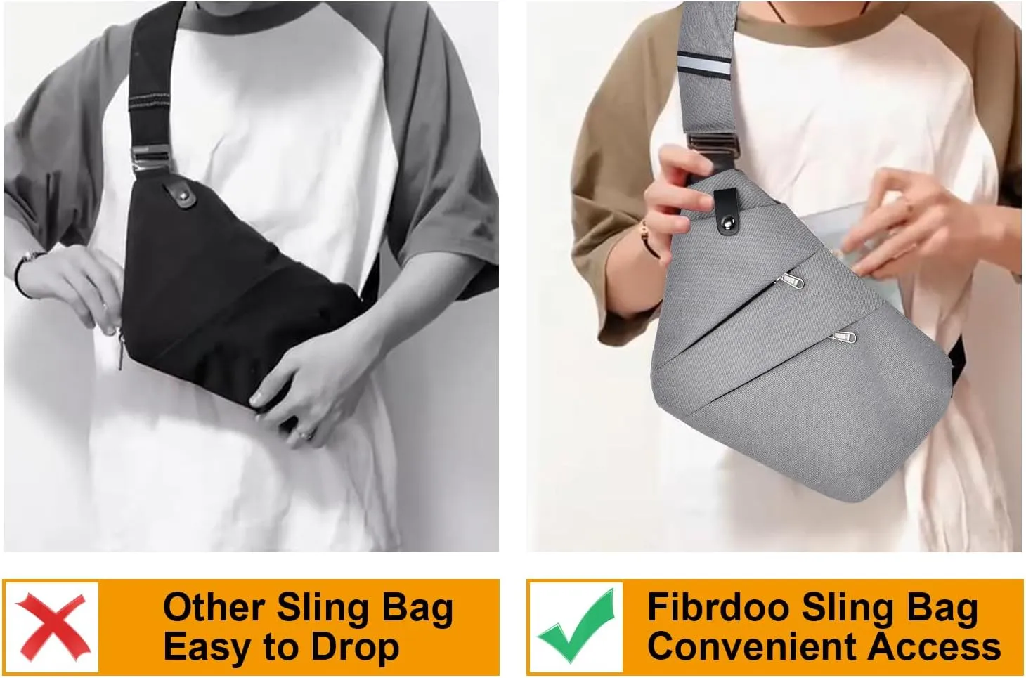 Fibrdoo Anti Theft Crossbody Bag for Women Men, Travel Purse Anti Theft Crossbody Sling Bag Shoulder Bag for Casual