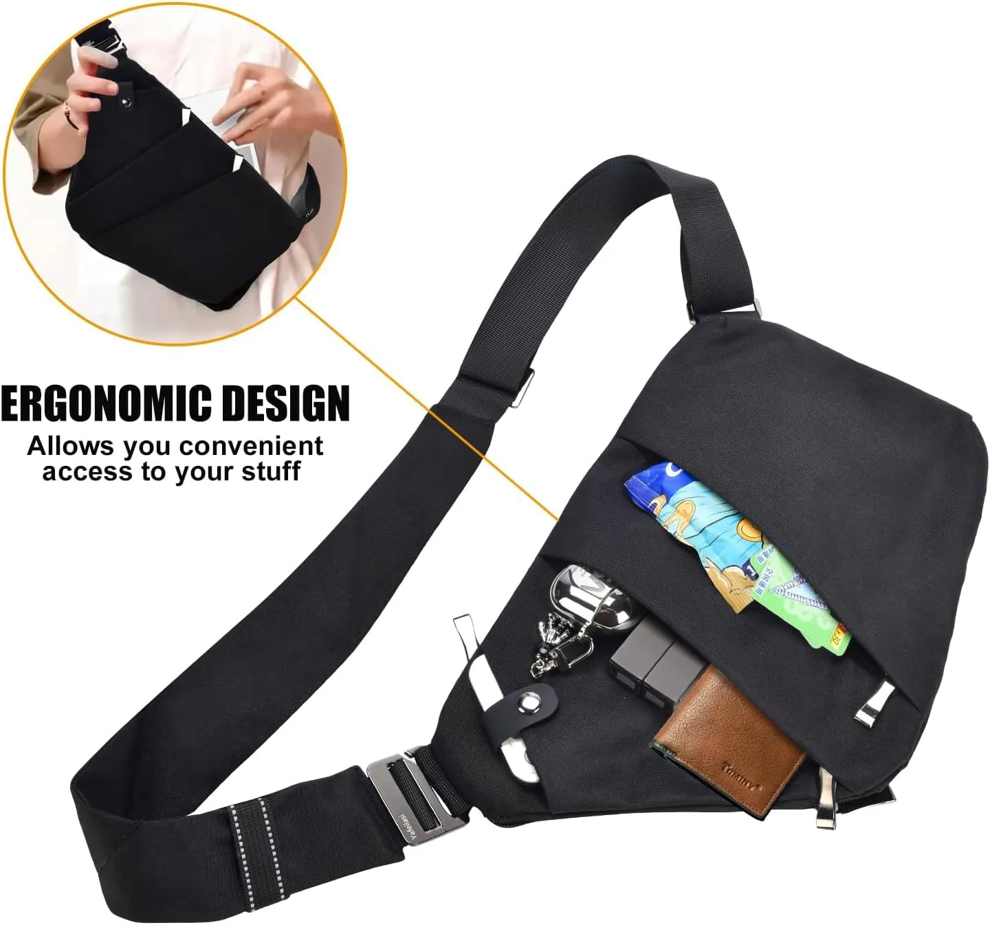 Fibrdoo Anti Theft Crossbody Bag for Women Men, Travel Purse Anti Theft Crossbody Sling Bag Shoulder Bag for Casual