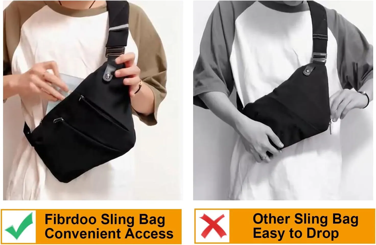 Fibrdoo Anti Theft Crossbody Bag for Women Men, Travel Purse Anti Theft Crossbody Sling Bag Shoulder Bag for Casual
