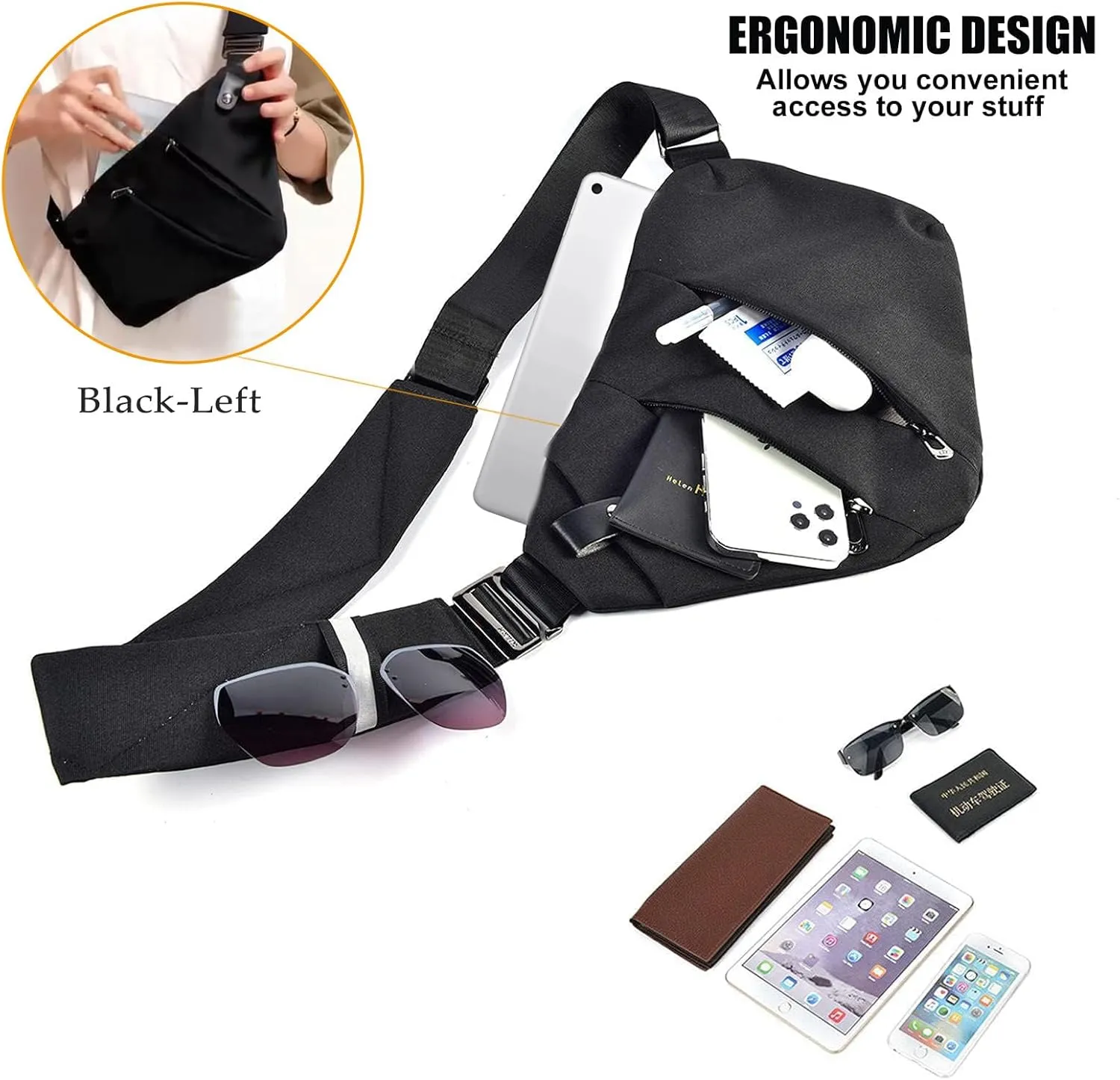 Fibrdoo Anti Theft Crossbody Bag for Women Men, Travel Purse Anti Theft Crossbody Sling Bag Shoulder Bag for Casual