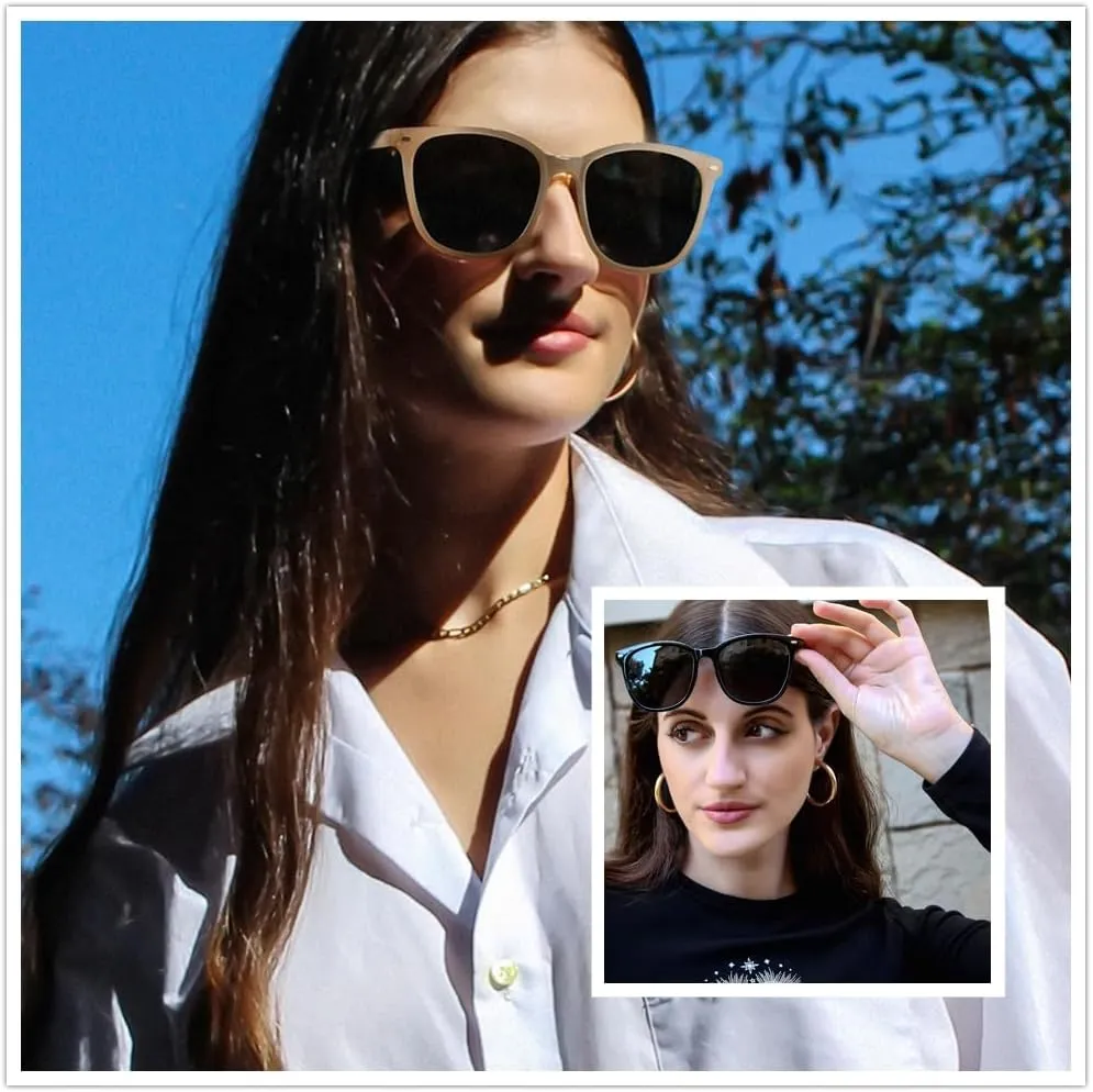 FIMILU 2 Packs Sunglasses for Women Polarized UV400 Protection Lens Big Frame Fashion Glasses Trendy Stylish Shade