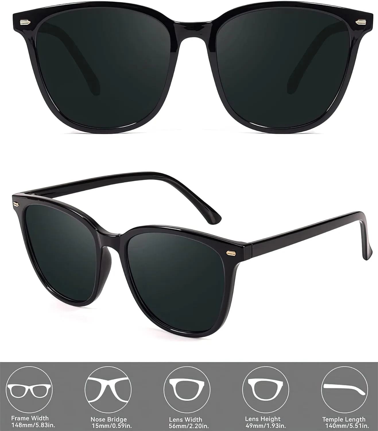 FIMILU 2 Packs Sunglasses for Women Polarized UV400 Protection Lens Big Frame Fashion Glasses Trendy Stylish Shade
