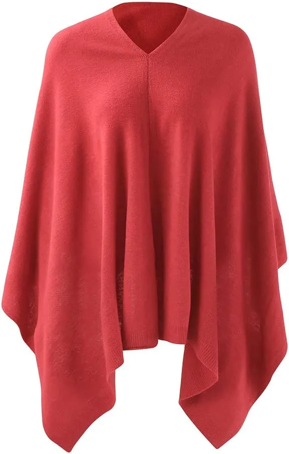 Fomolom Women Ponchos Sweater Versatile Lightweight Solid Knitted Shawl Wrap Scarf Cape Accessories for Womens