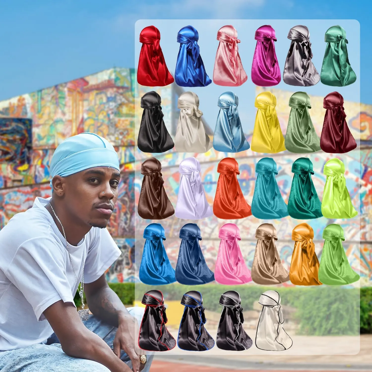 ForceWave Silky Durag for Men Wave Cap Satin Dorag for Men Women 360 Wave