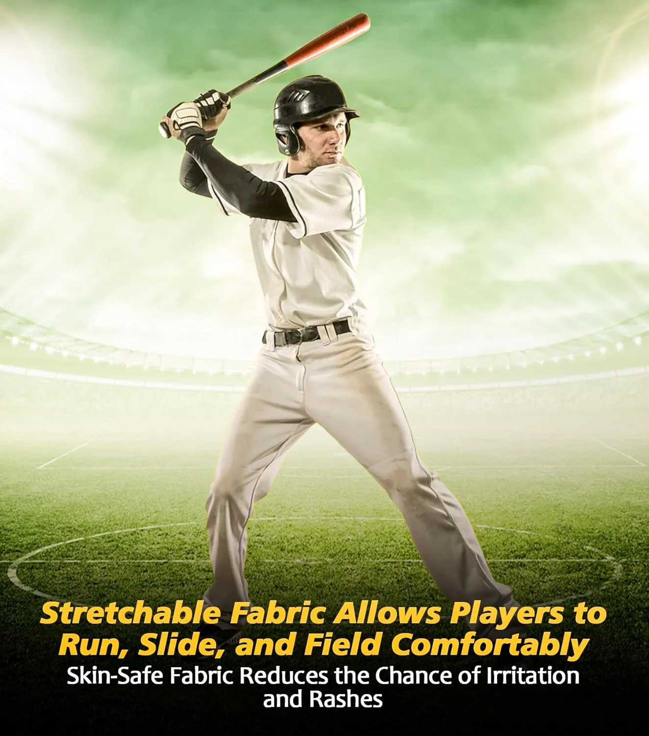 Full Length Men's Baseball Pants, Open Bottom, Loose Fit Adult Baseball Pants with Adjustable Length
