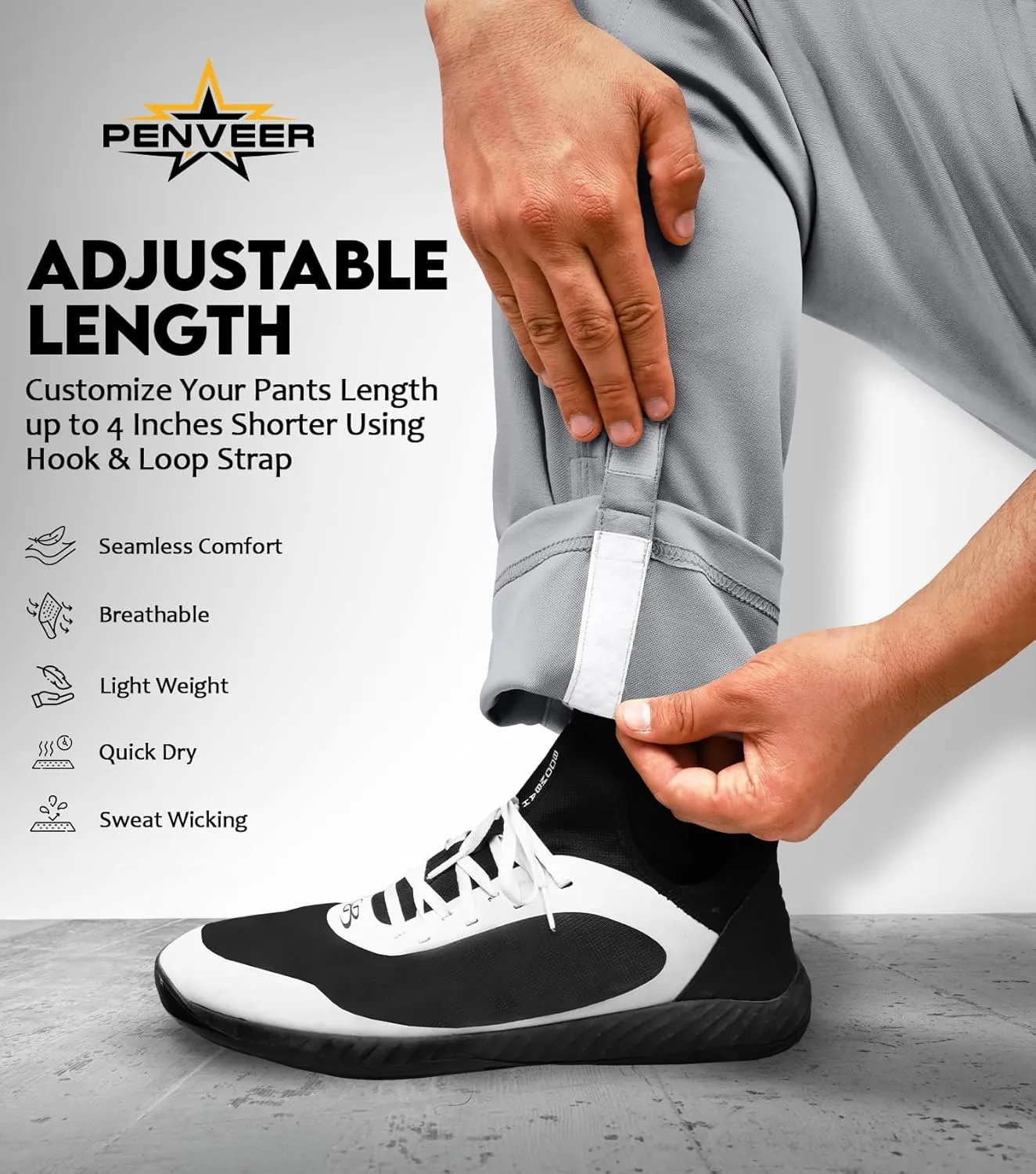 Full Length Men's Baseball Pants, Open Bottom, Loose Fit Adult Baseball Pants with Adjustable Length