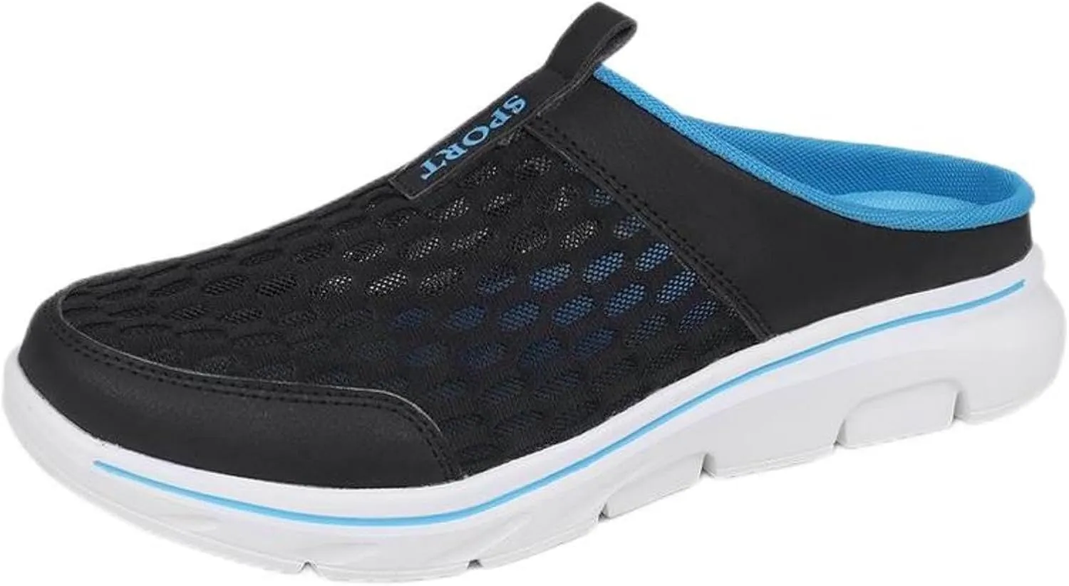 FUNCOS Men's Arch Support Slip-On Mules - Breathable Mesh Walking Shoes with Memory Foam, Lightweight Comfortable House Slippers for Indoor & Outdoor