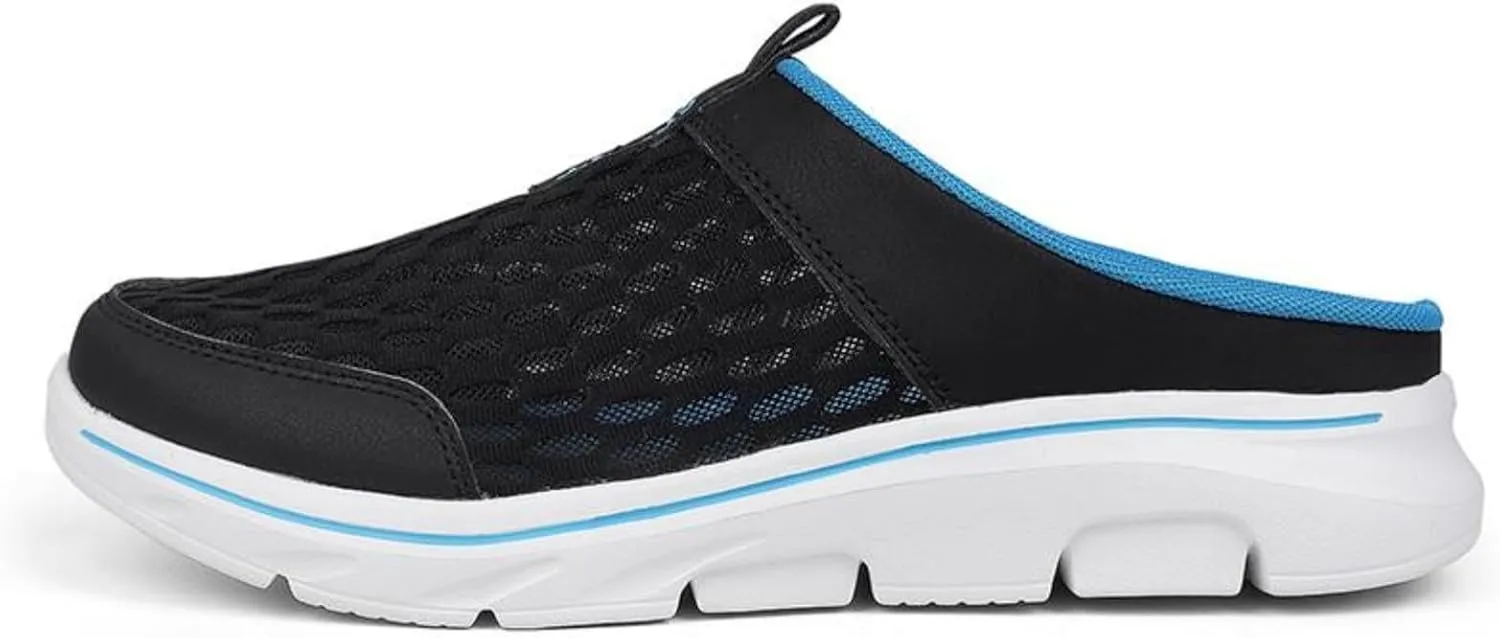 FUNCOS Men's Arch Support Slip-On Mules - Breathable Mesh Walking Shoes with Memory Foam, Lightweight Comfortable House Slippers for Indoor & Outdoor