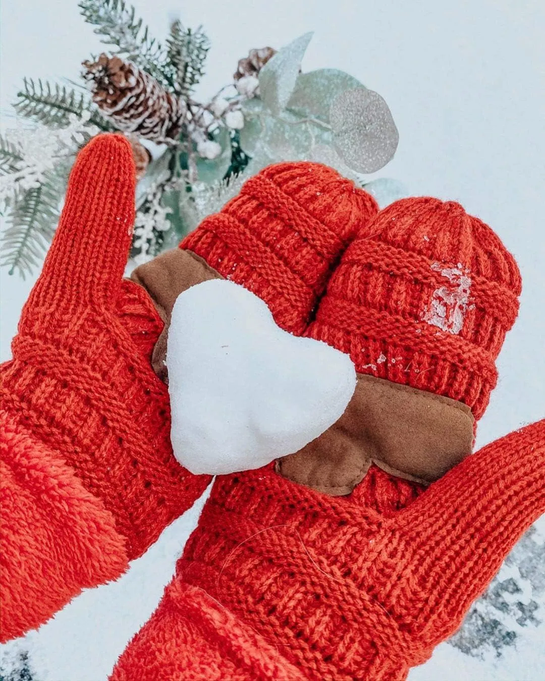 Funky Junque Women's Cozy Fleece-Lined Winter Knit Mittens with Comfort Ribbed Cuff