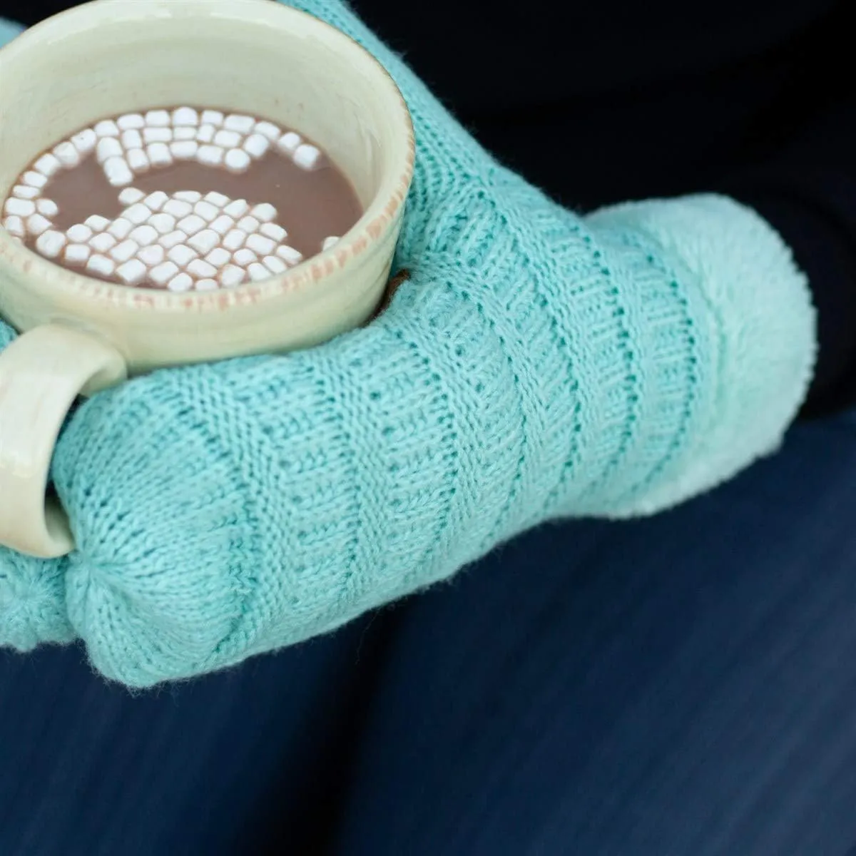Funky Junque Women's Cozy Fleece-Lined Winter Knit Mittens with Comfort Ribbed Cuff