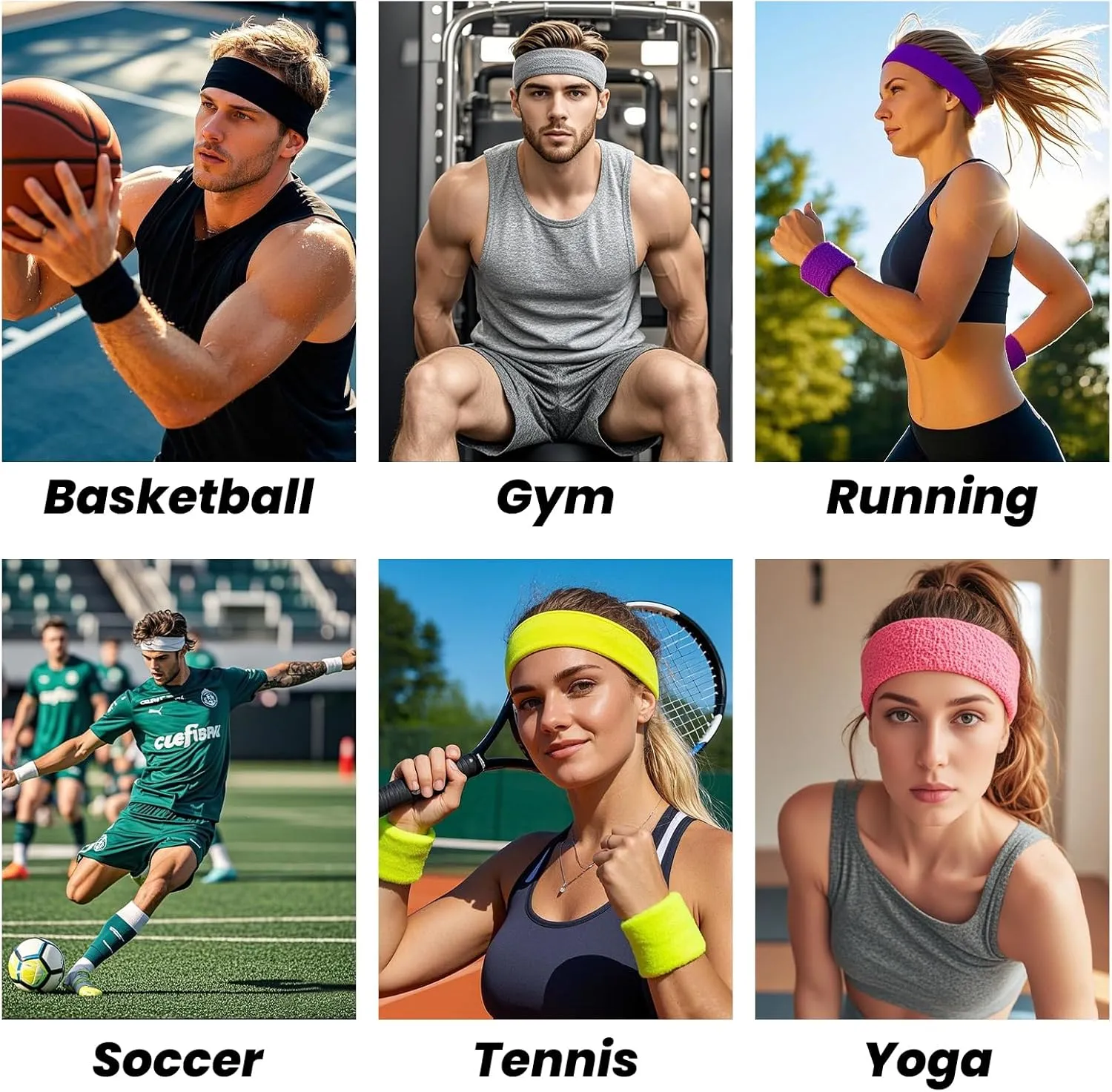 GOGO Sports Sweatband Set (1 Headband and 2 Wristbands)