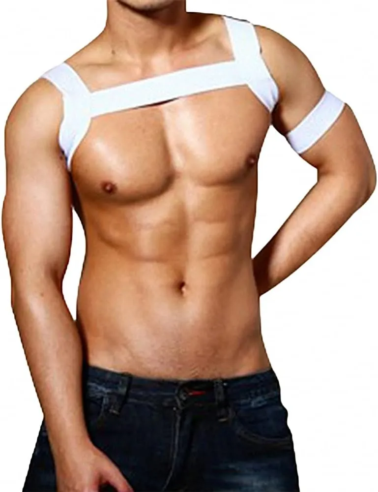 Goobester Men Nylon Body Chest Harness Elastic Shoulder Strap Stage Costume Clubwear