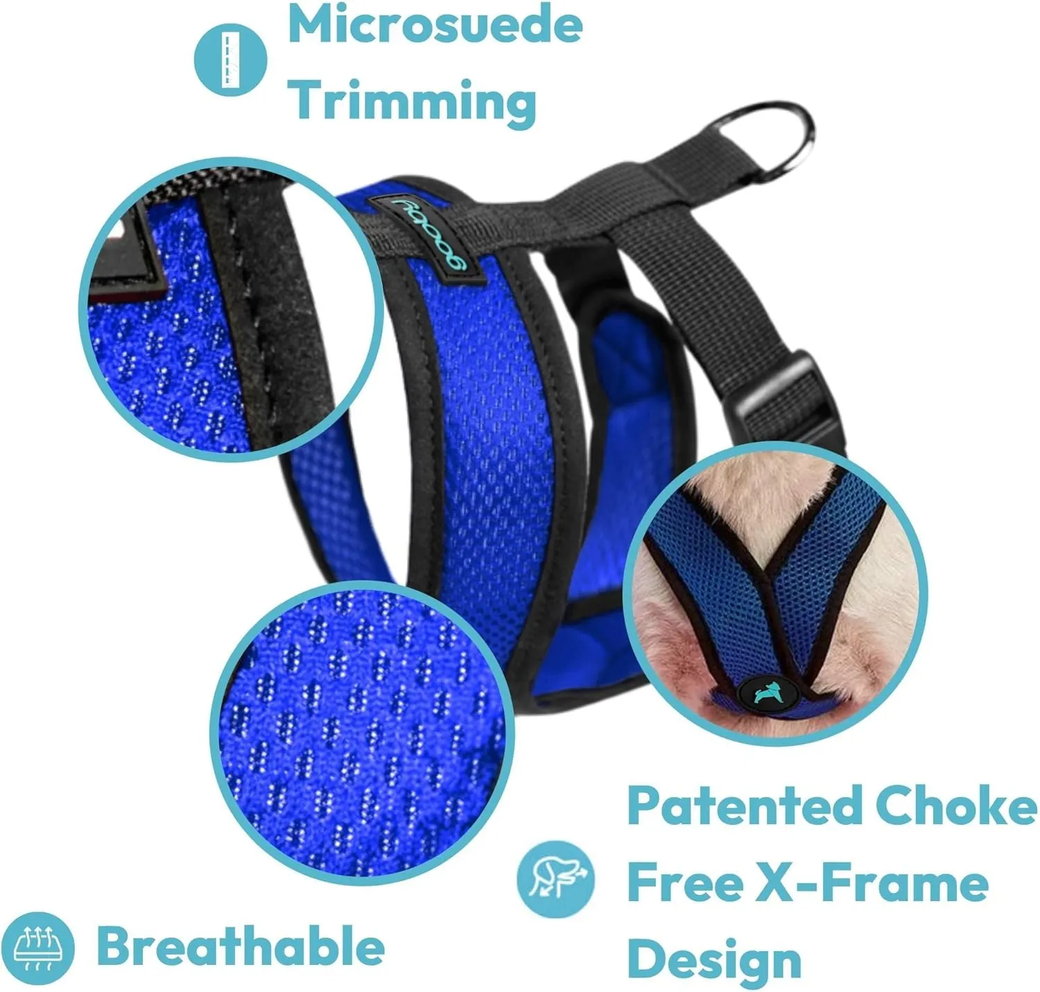 Gooby Comfort X Head in Harness - Turquoise, Small - No Pull Dog Harness, Patented Choke-Free X Frame - On The Go Dog Harness for Medium Dogs, Indoor and Outdoor Use