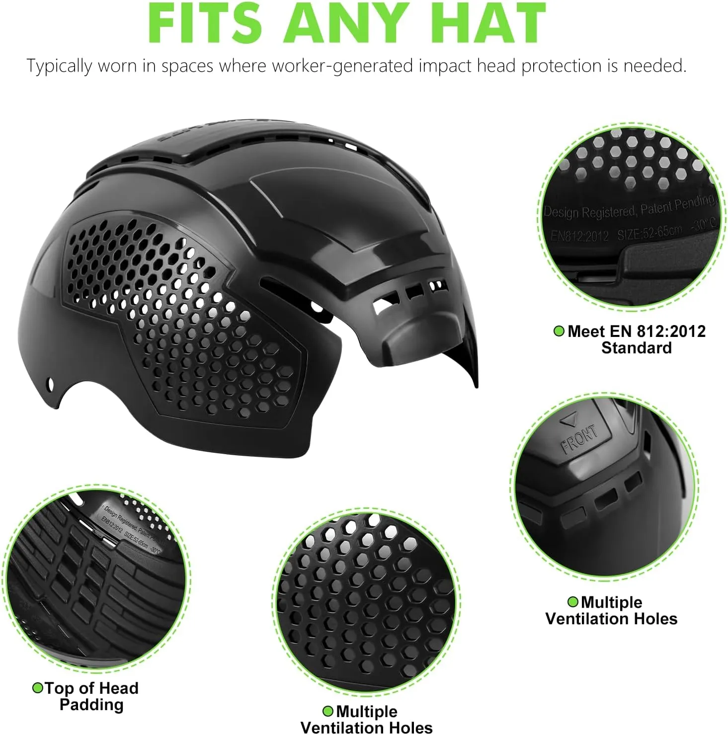 GREEN DEVIL Matrix Lite Series Bump Cap Insert for Baseball Caps EN 812 Universal Safety Bump Hat Insert for Men Women Vented Lightweight