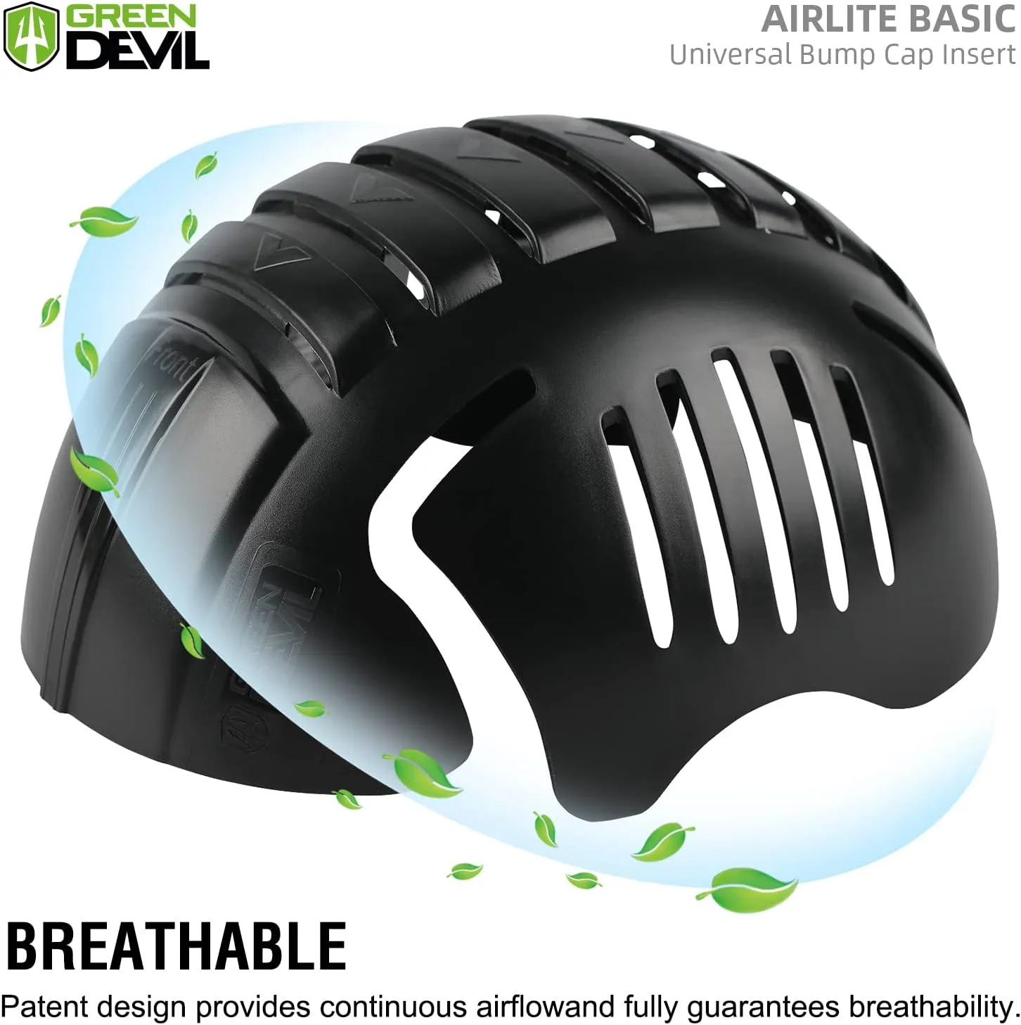 GREEN DEVIL Universal Bump Cap Insert for Baseball Caps Vented Lightweight Safety Bump Hat Insert for Men Women1Pack Black
