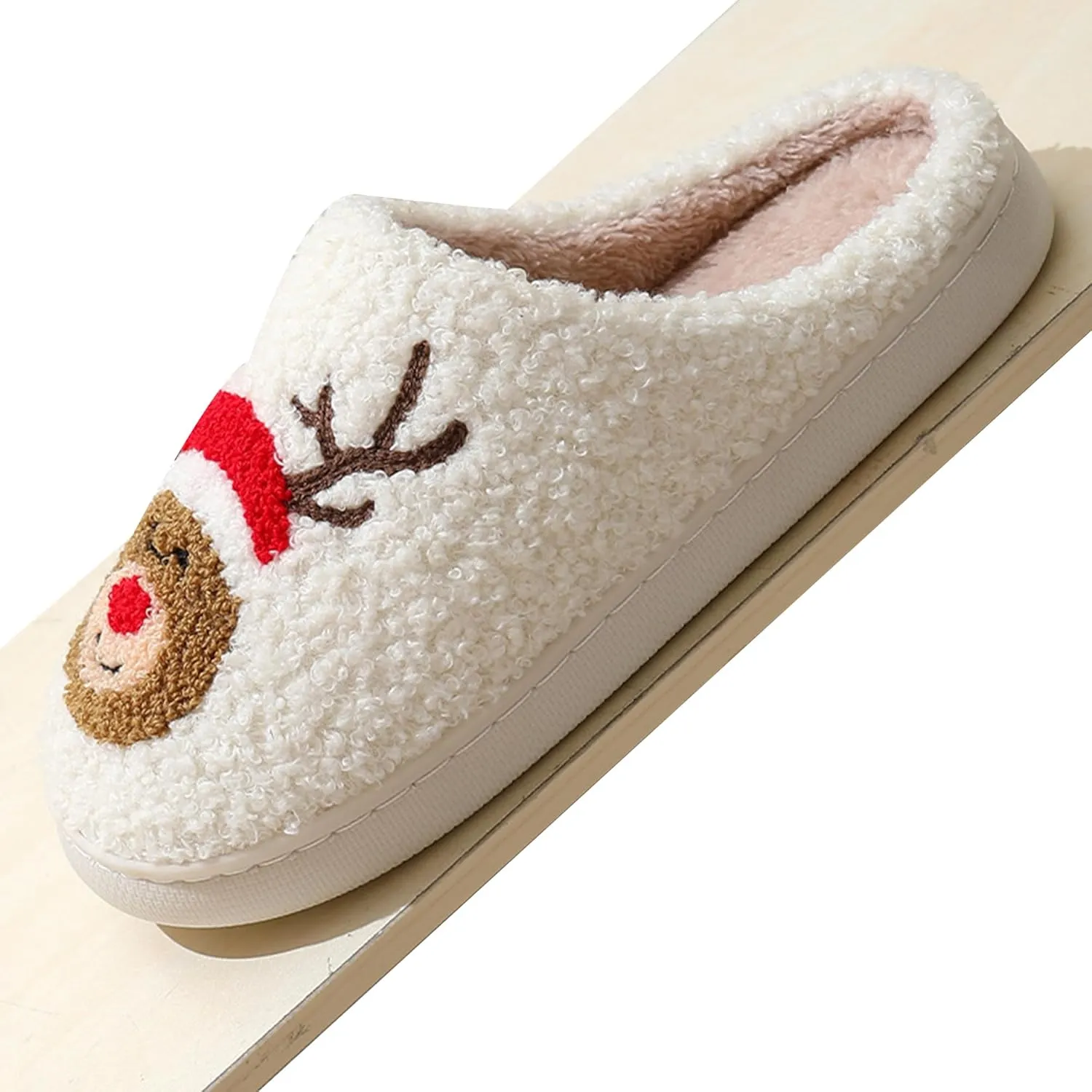 Happy Face Slippers Retro Cozy Comfy Plush Warm Slip-on Slippers Winter Soft Fuzzy Indoor House Shoes with Memory Foam for Men Women