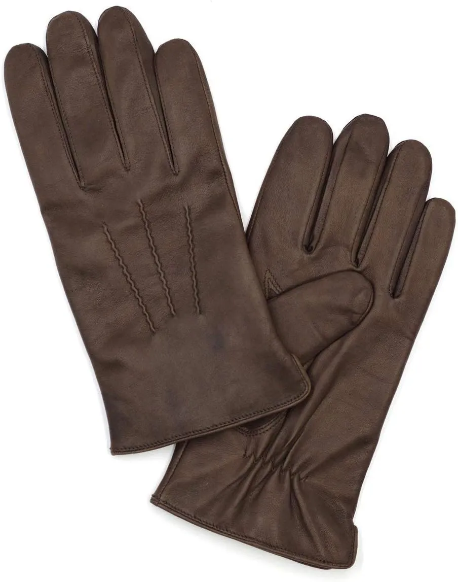Harssidanzar Leather Gloves for Men,Winter Sheepskin Driving Gloves Cashmere Lined