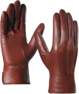 Harssidanzar Leather Gloves for Men,Winter Sheepskin Driving Gloves Cashmere Lined