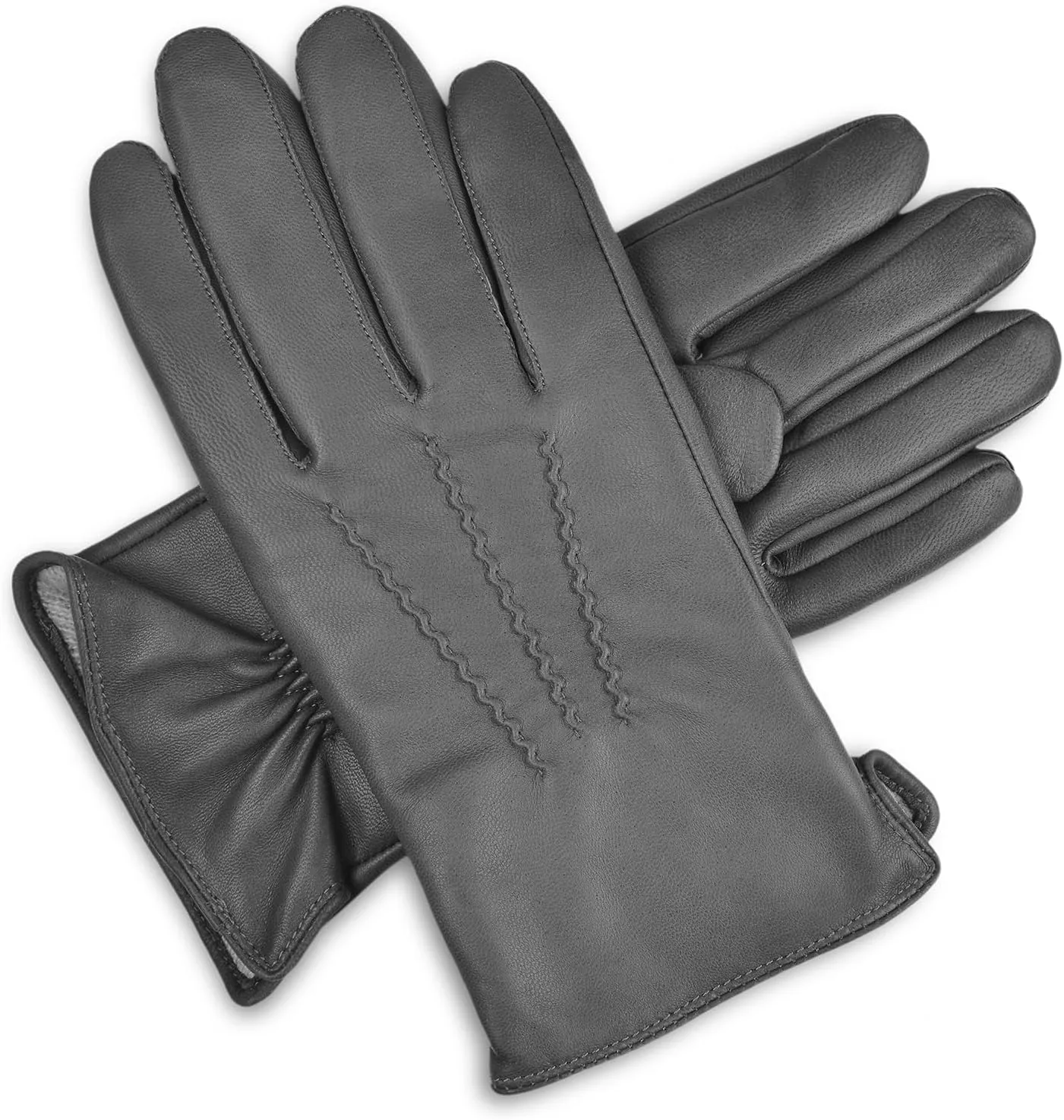 Harssidanzar Leather Gloves for Men,Winter Sheepskin Driving Gloves Cashmere Lined