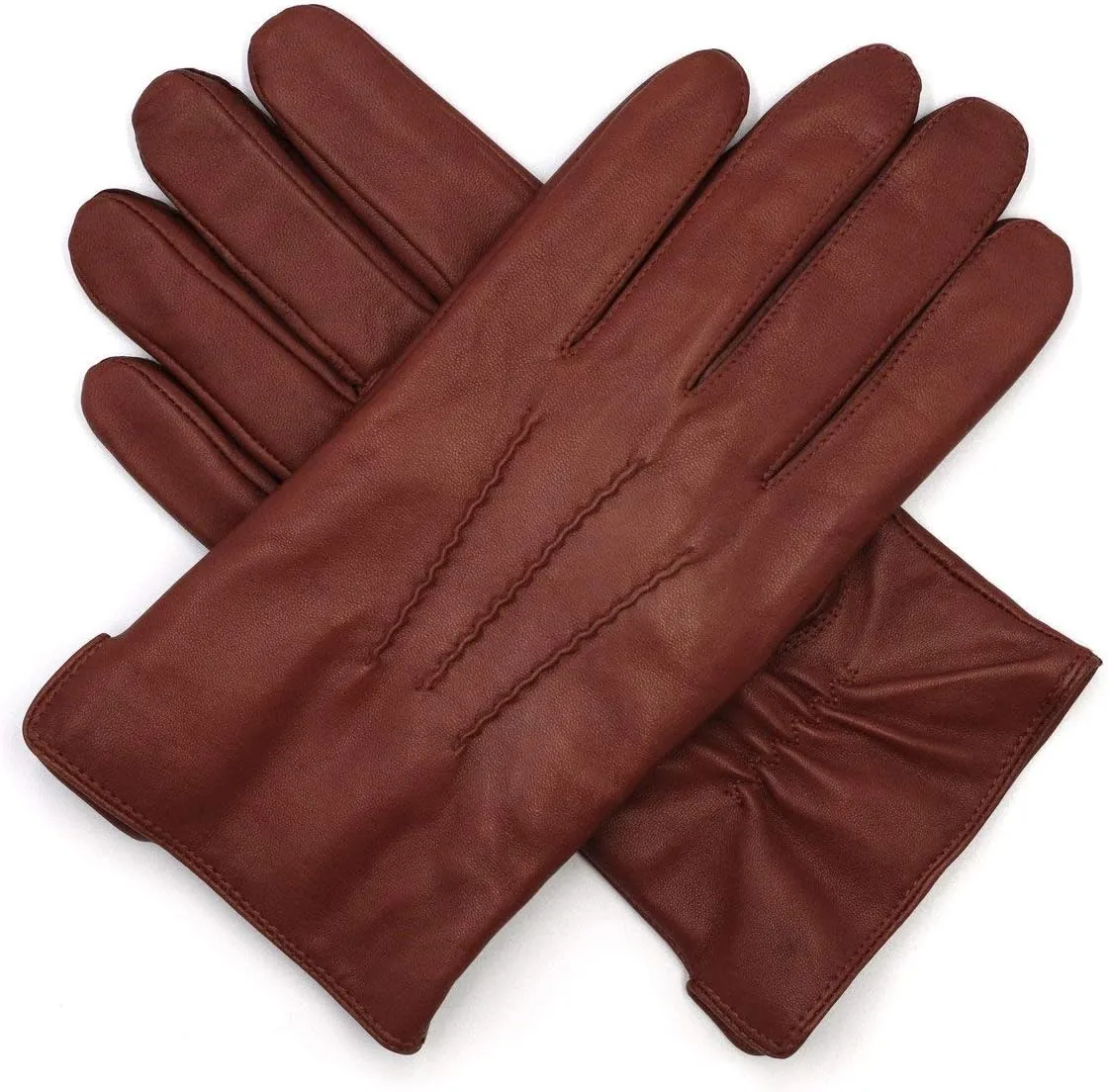 Harssidanzar Leather Gloves for Men,Winter Sheepskin Driving Gloves Cashmere Lined
