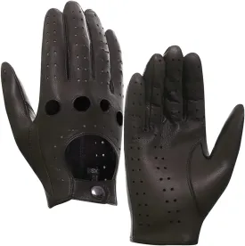 Harssidanzar Mens Lambskin Leather Driving Gloves GM026