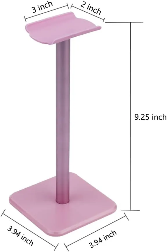 Headphone Stand Gaming Headset Holder Universal Aluminum Metal Headphone Holder Hanger with Aluminum Supporting Bar Flexible Headrest ABS Solid Base for All Headphone, Pink