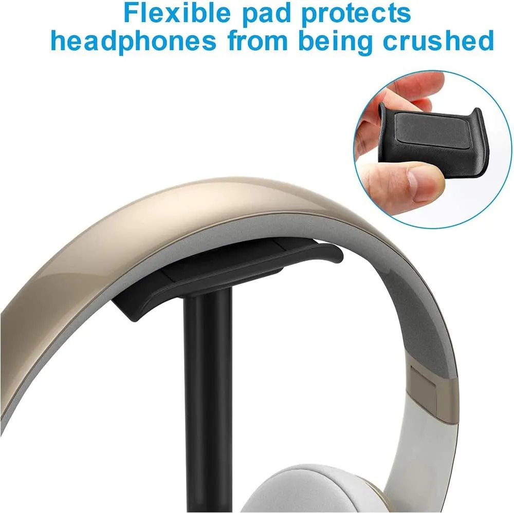 Headphone Stand Gaming Headset Holder Universal Aluminum Metal Headphone Holder Hanger with Aluminum Supporting Bar Flexible Headrest ABS Solid Base for All Headphone, Pink
