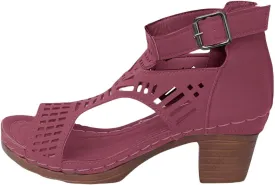 Heeled Sandals for Women 2025 Bohemian Cutout Open Toe Sandals Ankle Strap Buckle Adjustable Booties Back Zipper Fashion Summer Shoes Leather Peep Vacation Slip On Platform Shoes