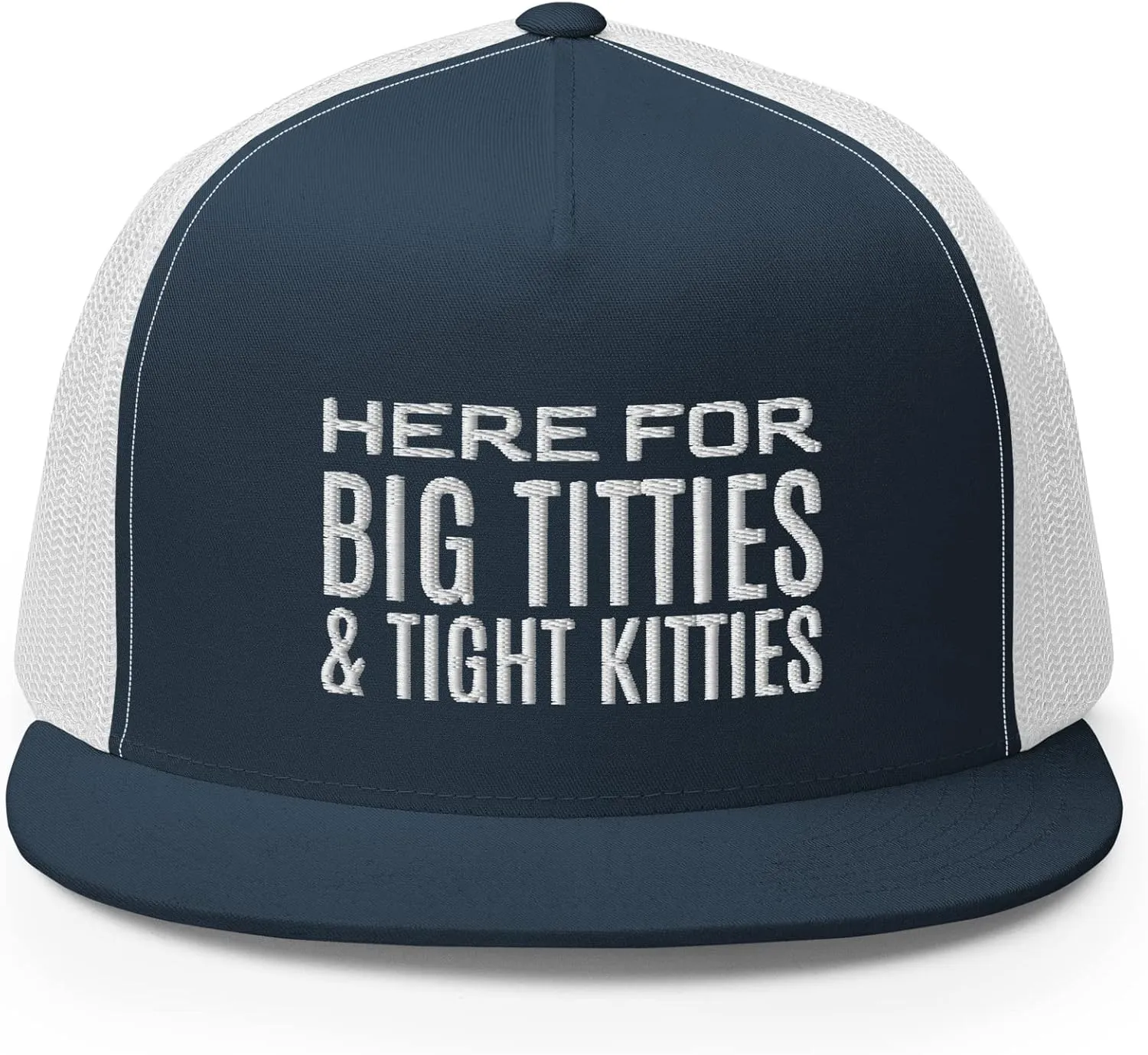 Here for Big Titties and Tight Kitties Trucker Hat Flat Bill High Crown Adjustable Golf Cap Funny Gag Gift