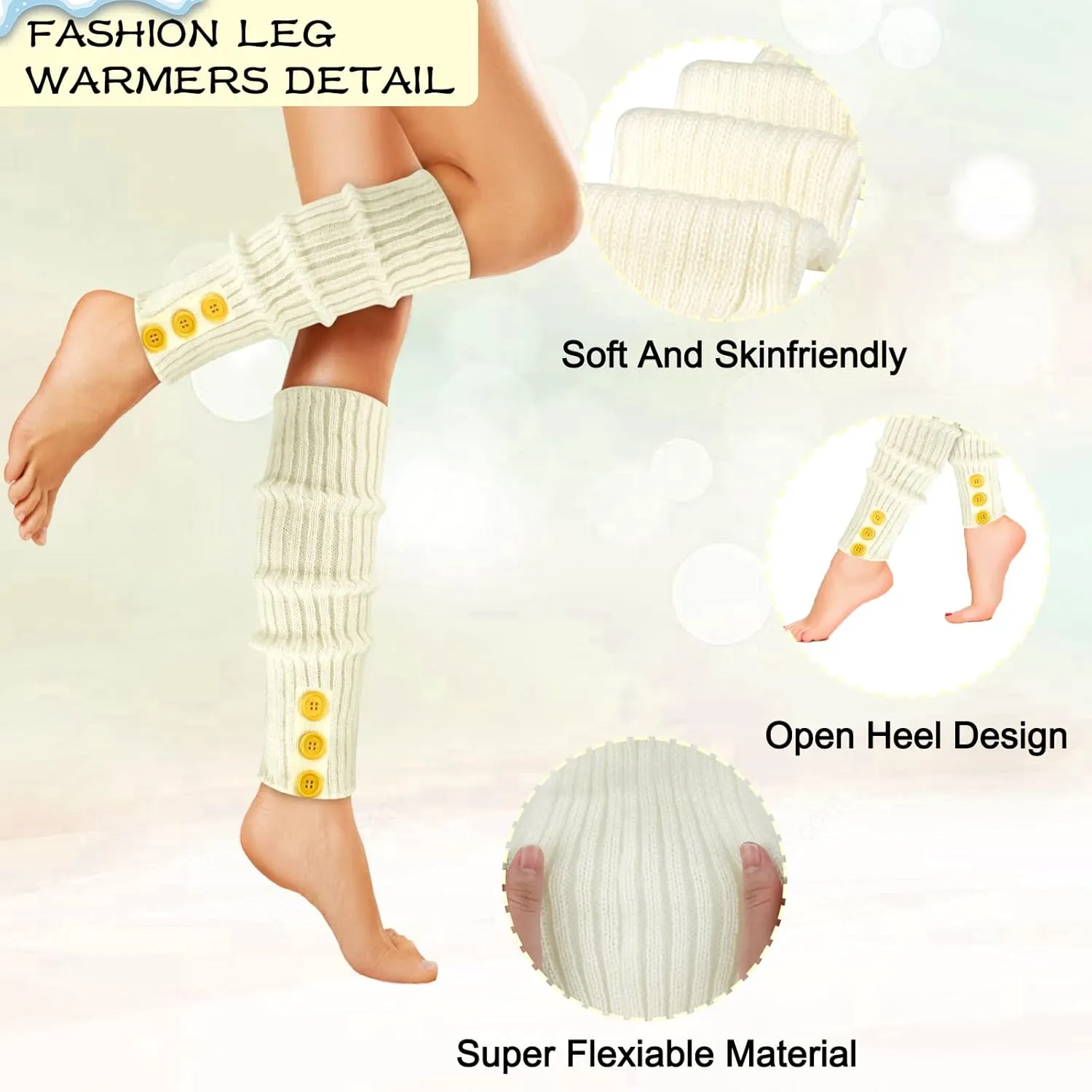 Hicdaw 2-4 Pairs Lolita Leg Warmers Short Ankle Warmers Gothic Knitted Boot Socks Covers Boot Toppers