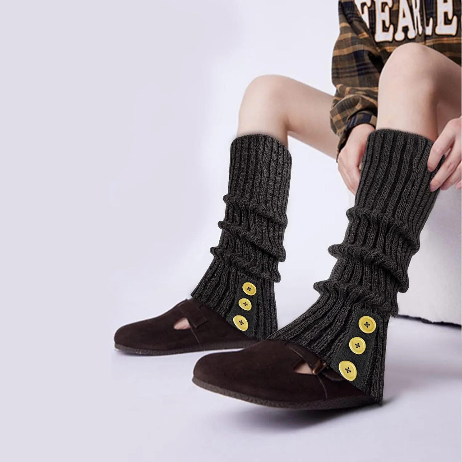 Hicdaw 2-4 Pairs Lolita Leg Warmers Short Ankle Warmers Gothic Knitted Boot Socks Covers Boot Toppers