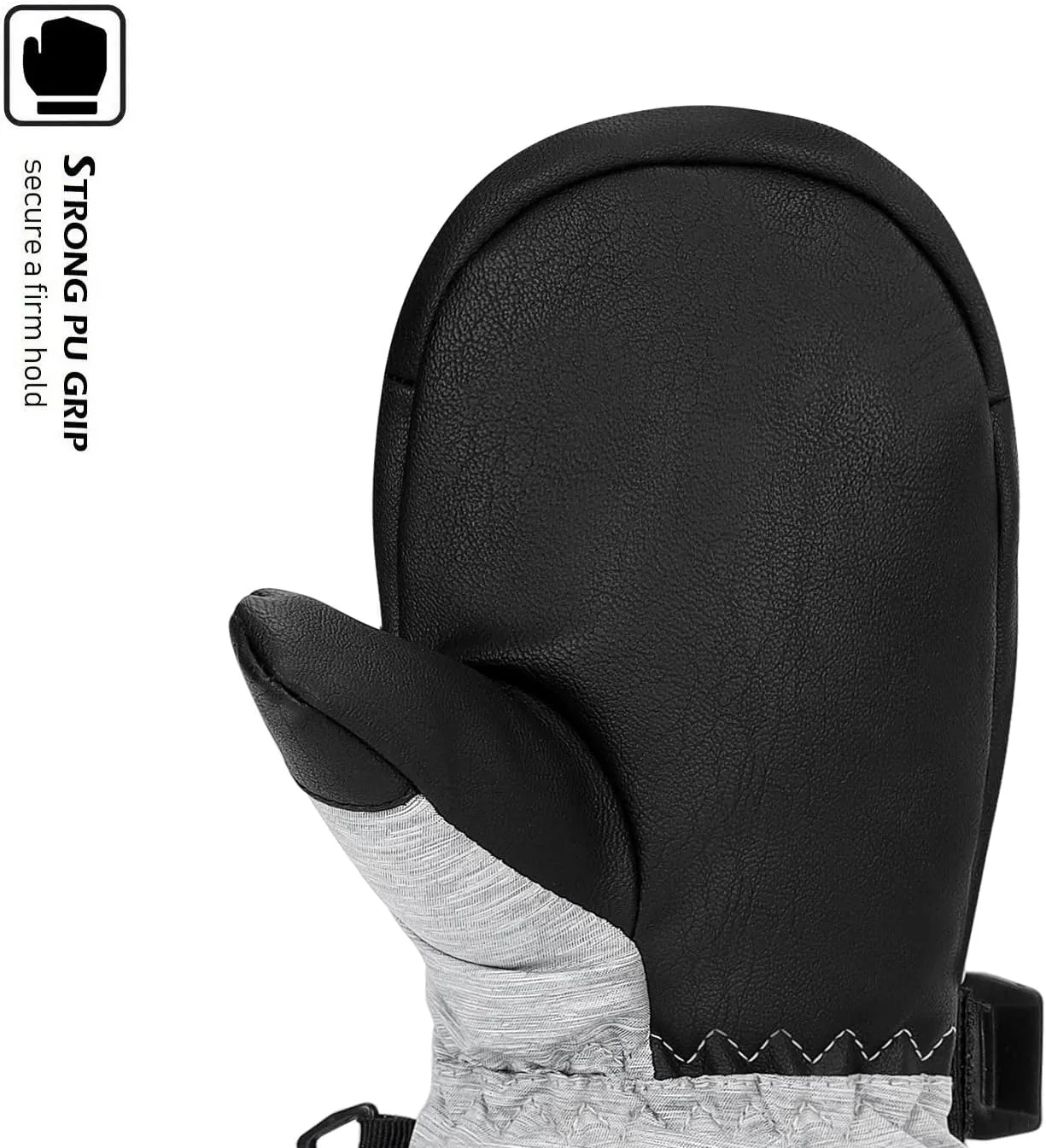 HIGHCAMP Kids Waterproof Snow Ski Gloves w/Zipper & String on Long Cuff Cold Weather Mitten for Toddler & Youth Boys Girls