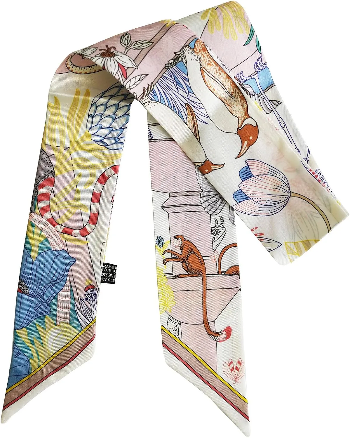 JERLA 100% Mulberry Silk Scarf, Head Wrap, Hair Tie, Handbag Handle Wrap, Neckerchief for Women