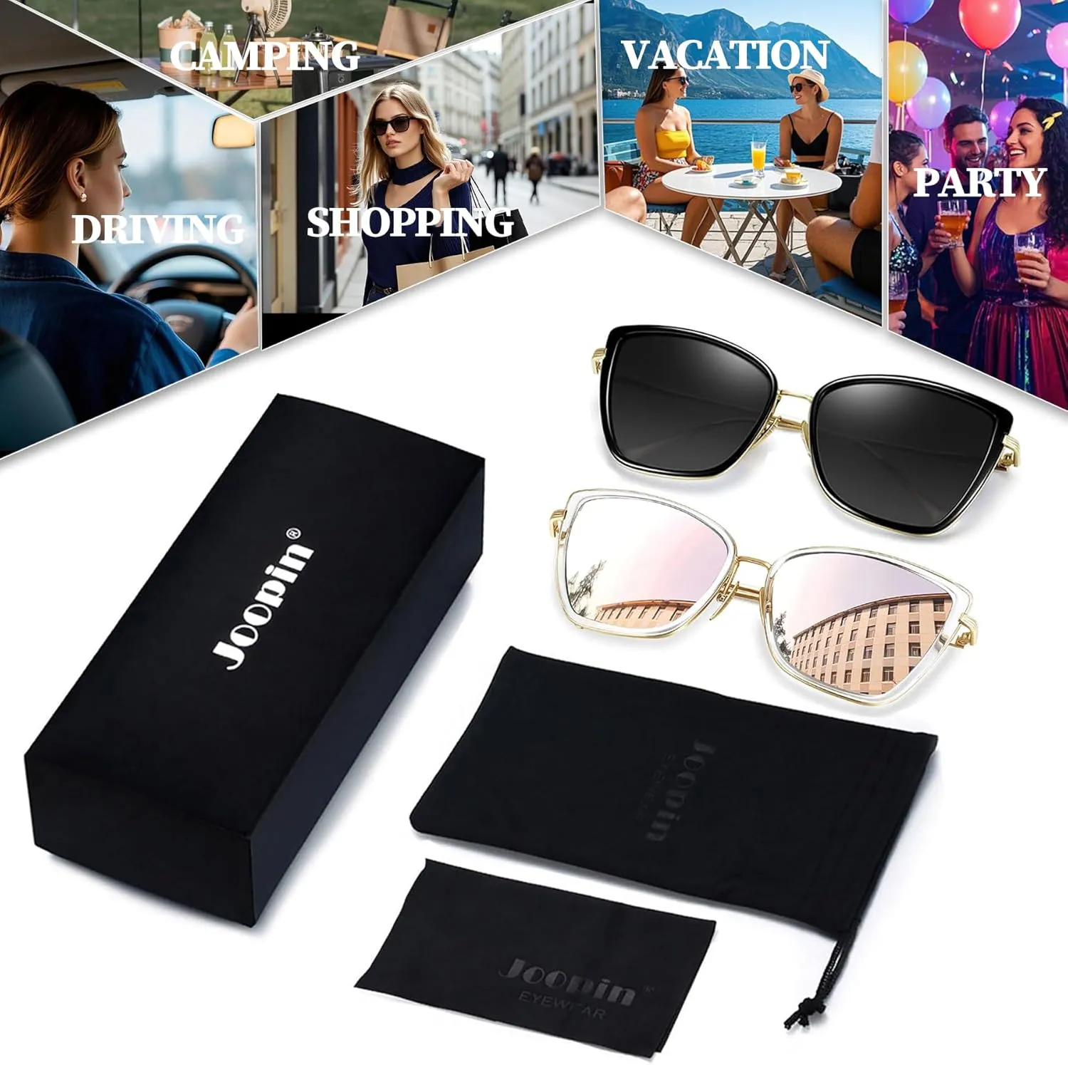 Joopin Oversized Cateye Sunglasses for Women Fashion Cat Eye Sun Glasses UV Protection Ladies Shades Sunnies