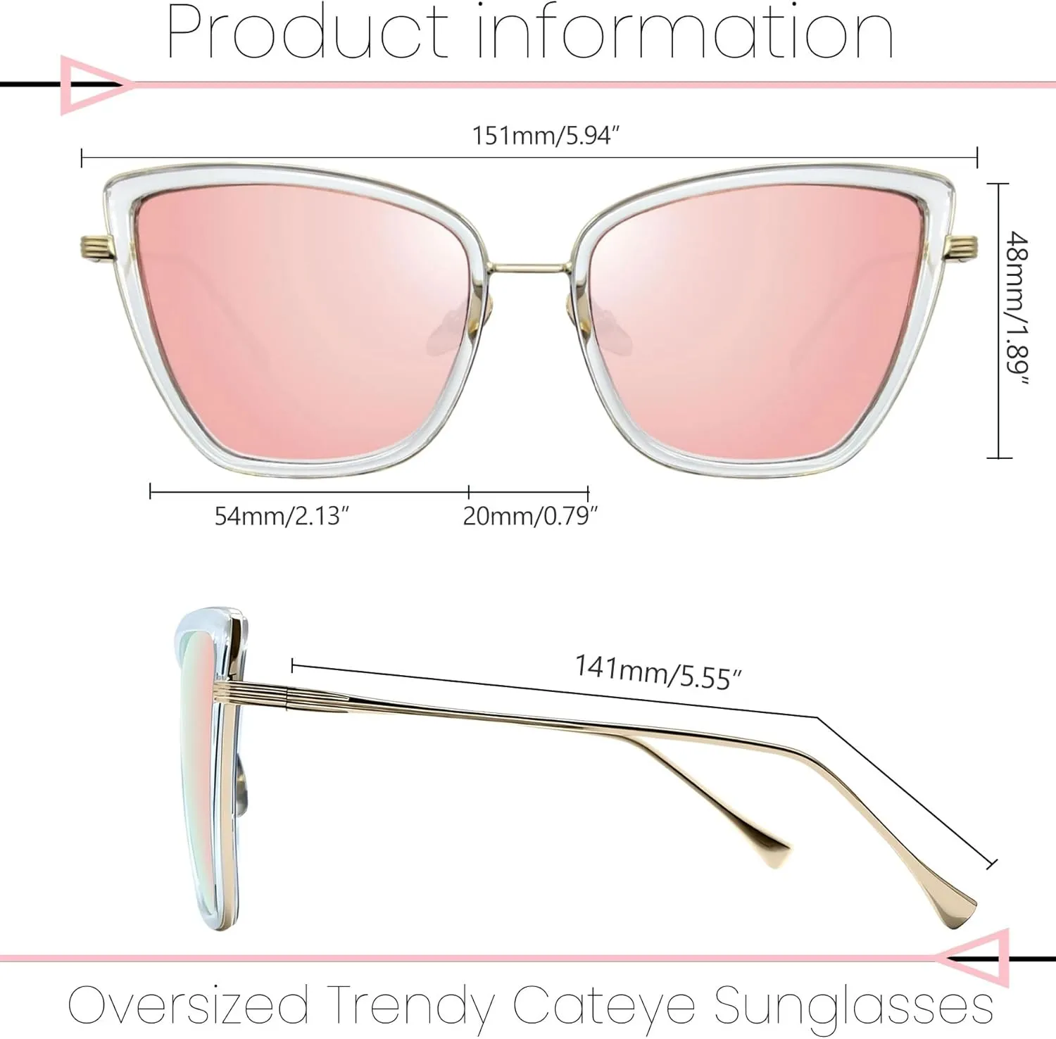 Joopin Oversized Cateye Sunglasses for Women Fashion Cat Eye Sun Glasses UV Protection Ladies Shades Sunnies