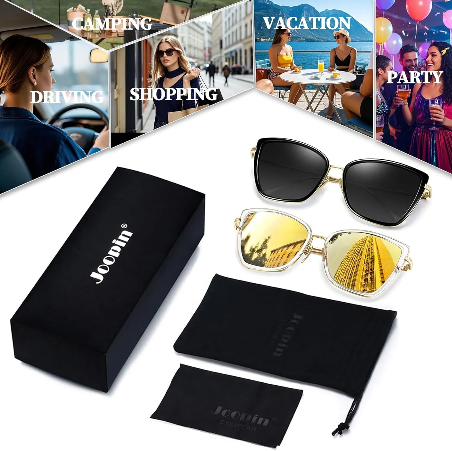 Joopin Oversized Cateye Sunglasses for Women Fashion Cat Eye Sun Glasses UV Protection Ladies Shades Sunnies