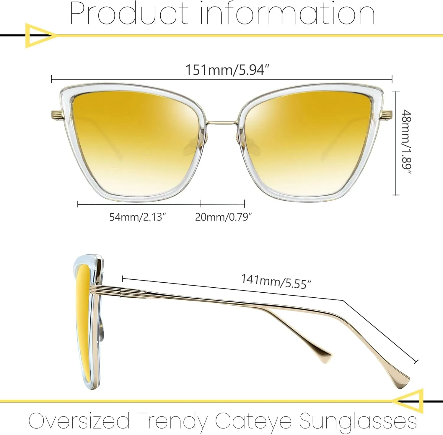 Joopin Oversized Cateye Sunglasses for Women Fashion Cat Eye Sun Glasses UV Protection Ladies Shades Sunnies