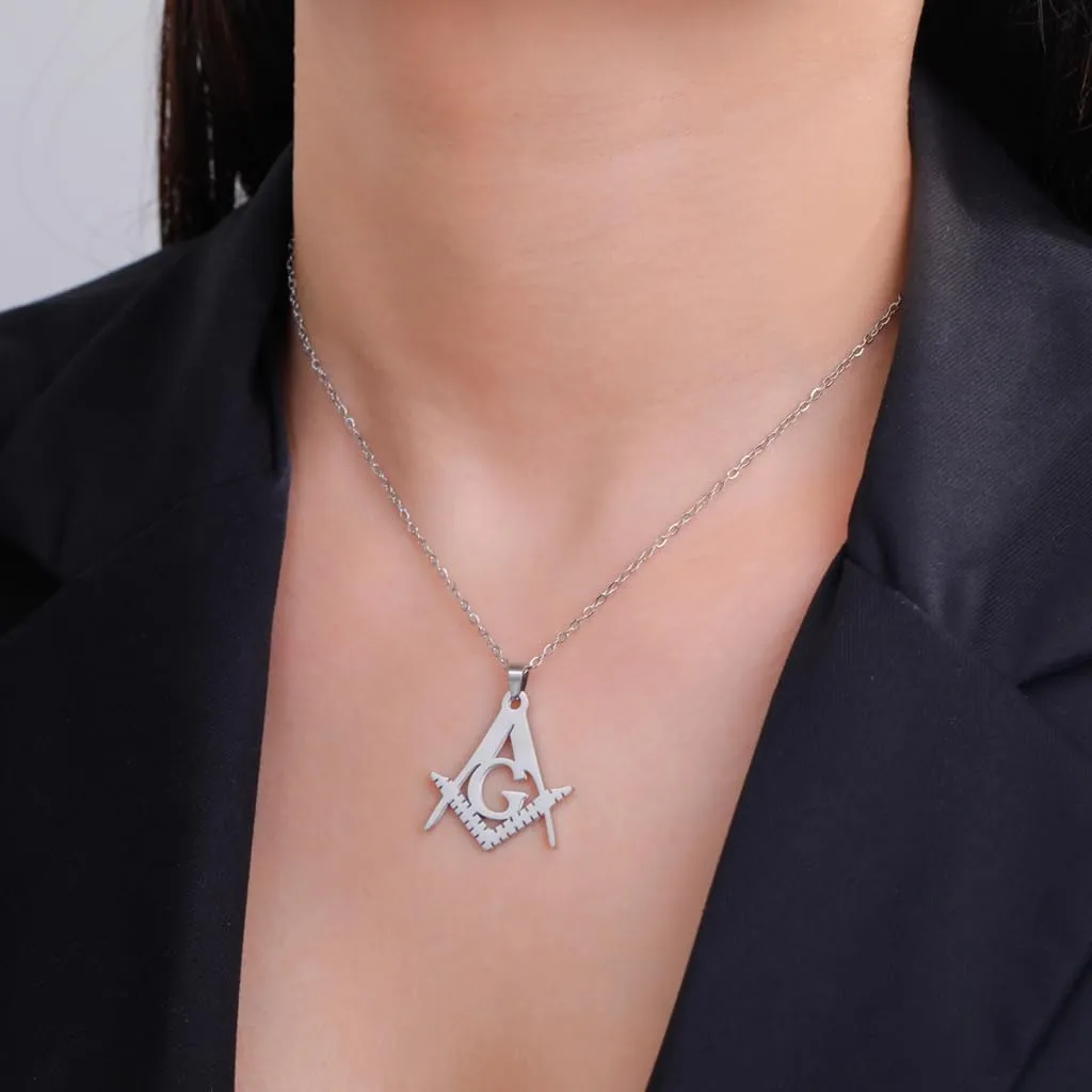 Jude Jewelers Stainless Steel Masonic Emblem Freemason Style Pendant Necklace