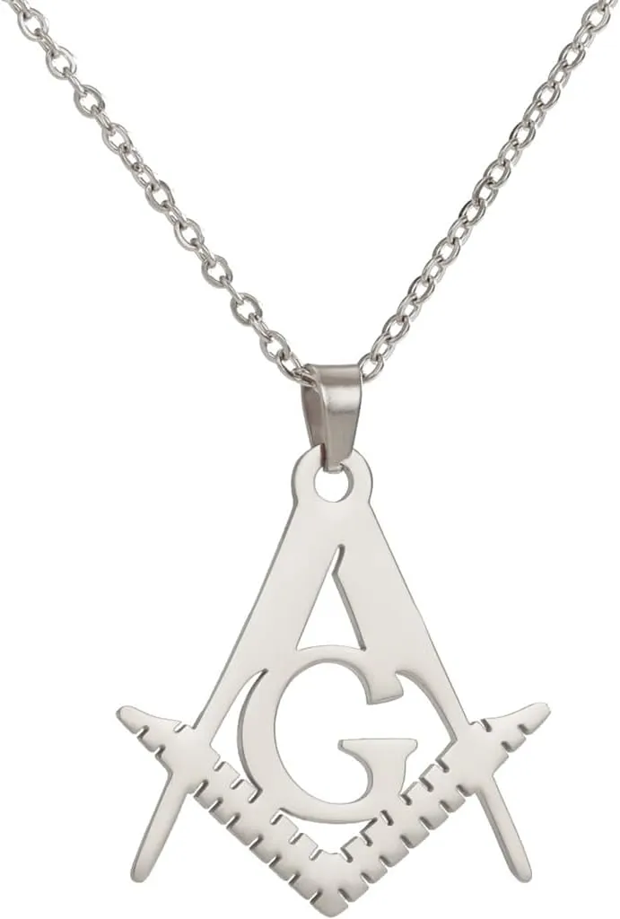 Jude Jewelers Stainless Steel Masonic Emblem Freemason Style Pendant Necklace