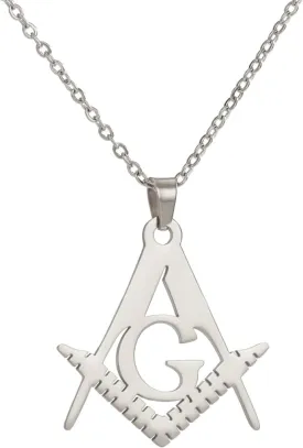 Jude Jewelers Stainless Steel Masonic Emblem Freemason Style Pendant Necklace