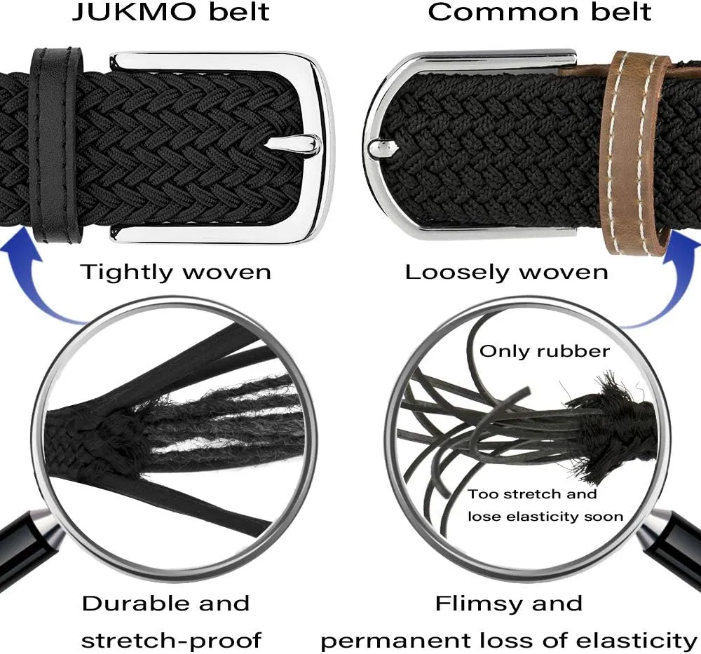 JUKMO Elastic Braided Belt, Stretch Woven Belt in Gift Box
