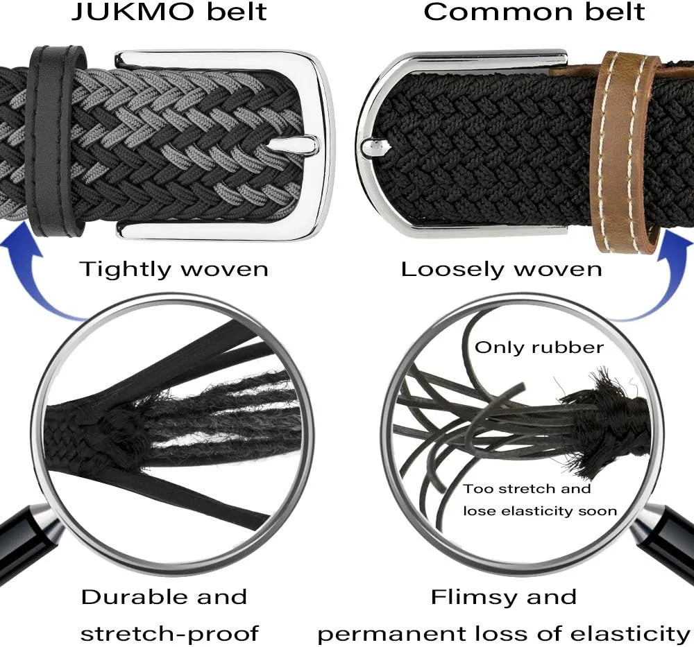 JUKMO Elastic Braided Belt, Stretch Woven Belt in Gift Box