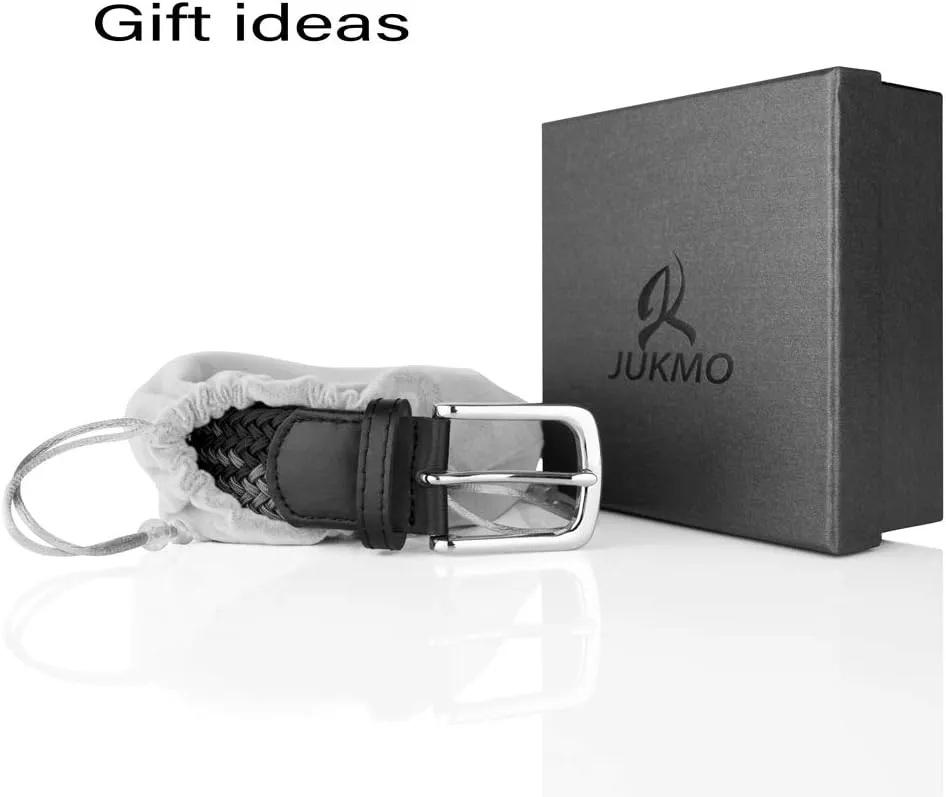 JUKMO Elastic Braided Belt, Stretch Woven Belt in Gift Box