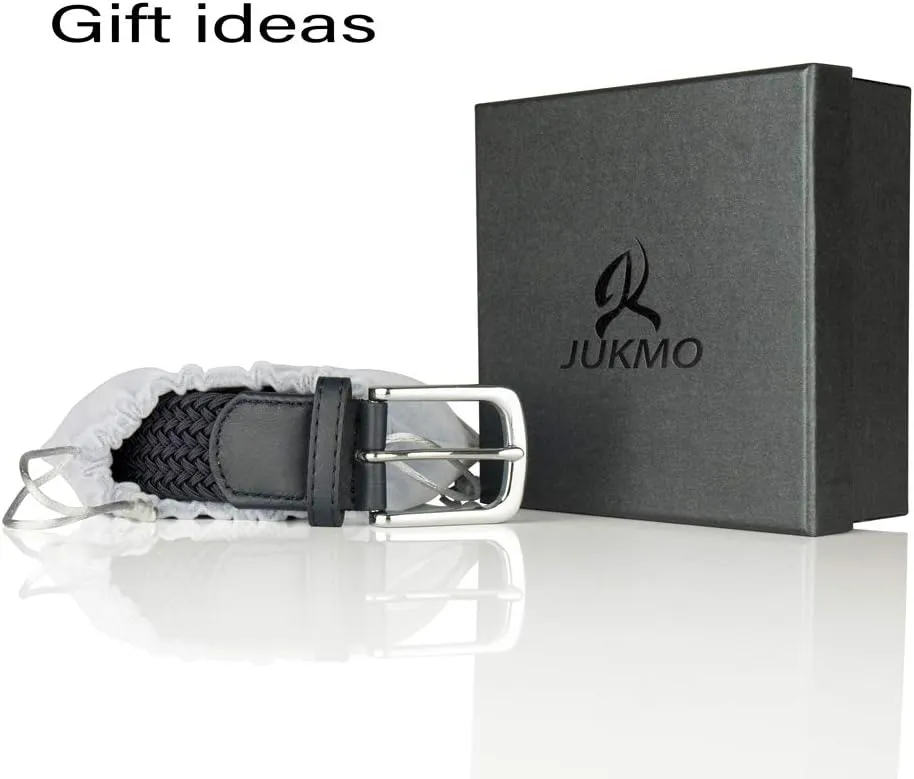 JUKMO Elastic Braided Belt, Stretch Woven Belt in Gift Box