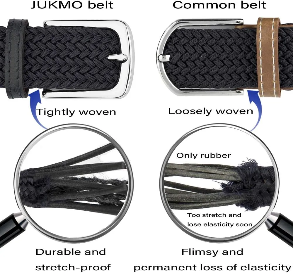 JUKMO Elastic Braided Belt, Stretch Woven Belt in Gift Box