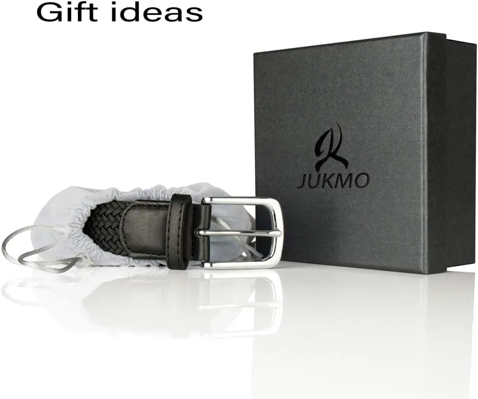 JUKMO Elastic Braided Belt, Stretch Woven Belt in Gift Box