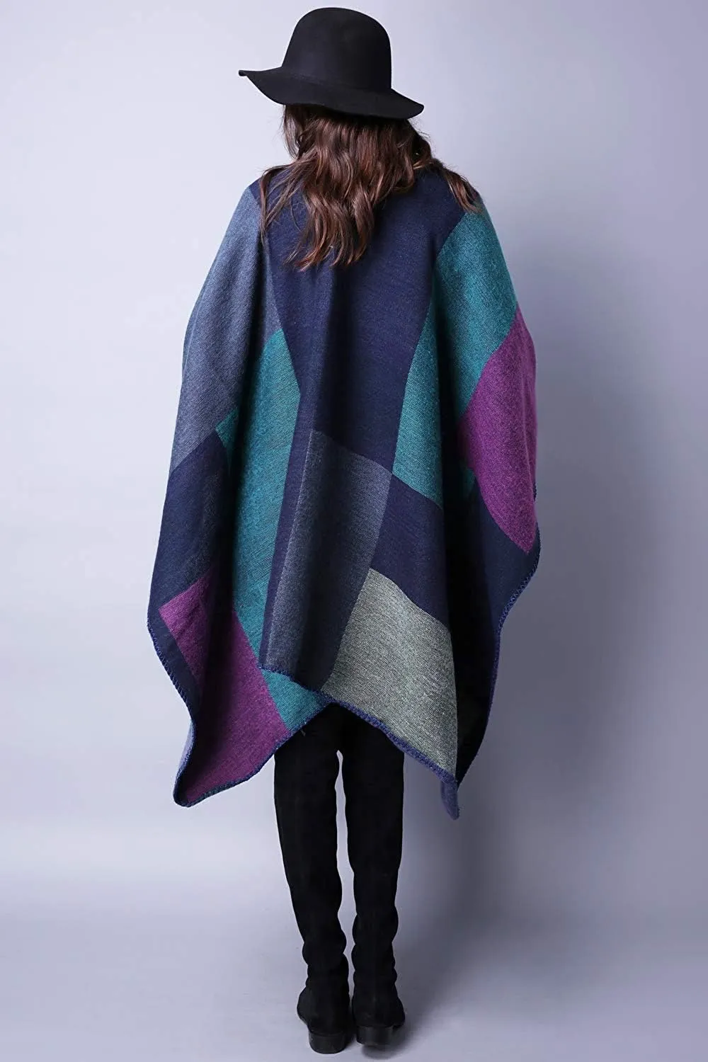 Lacavocor Women's Warm Shawl Wrap Cape Winter Cardigan Sweaters Open Front Poncho