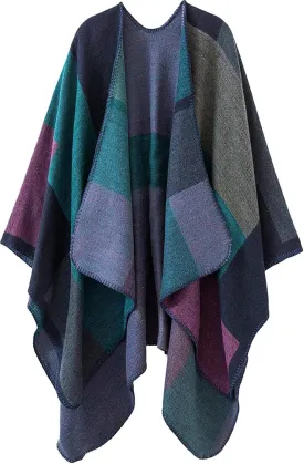 Lacavocor Women's Warm Shawl Wrap Cape Winter Cardigan Sweaters Open Front Poncho